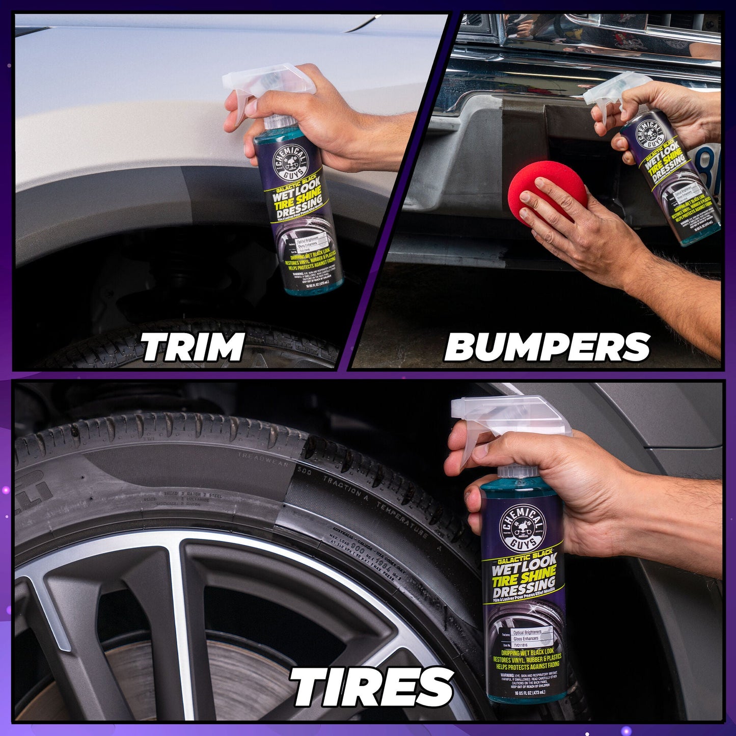 Galactic Black Wet Look Tire Shine Dressing