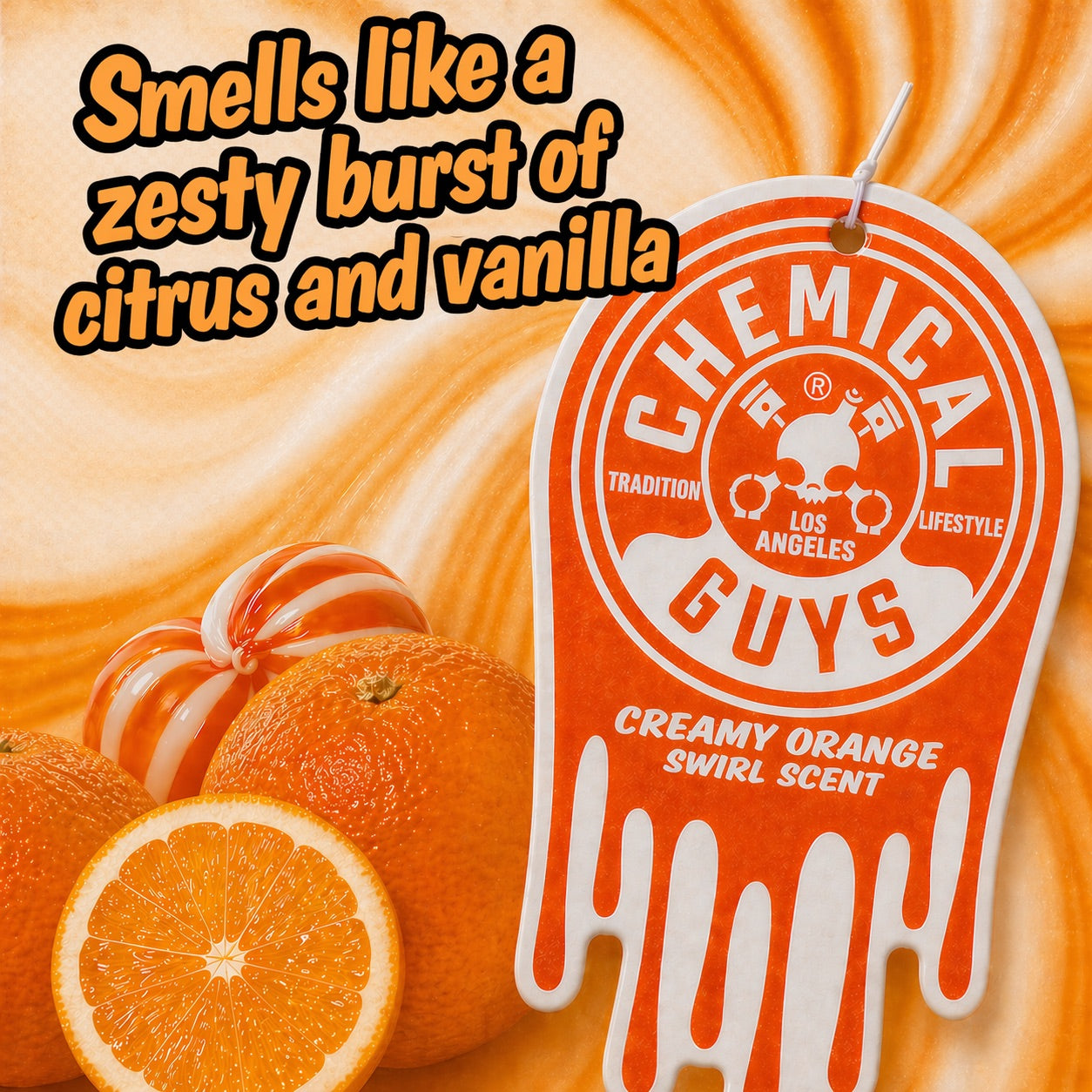 Creamy Orange Swirl Hanging Air Freshener